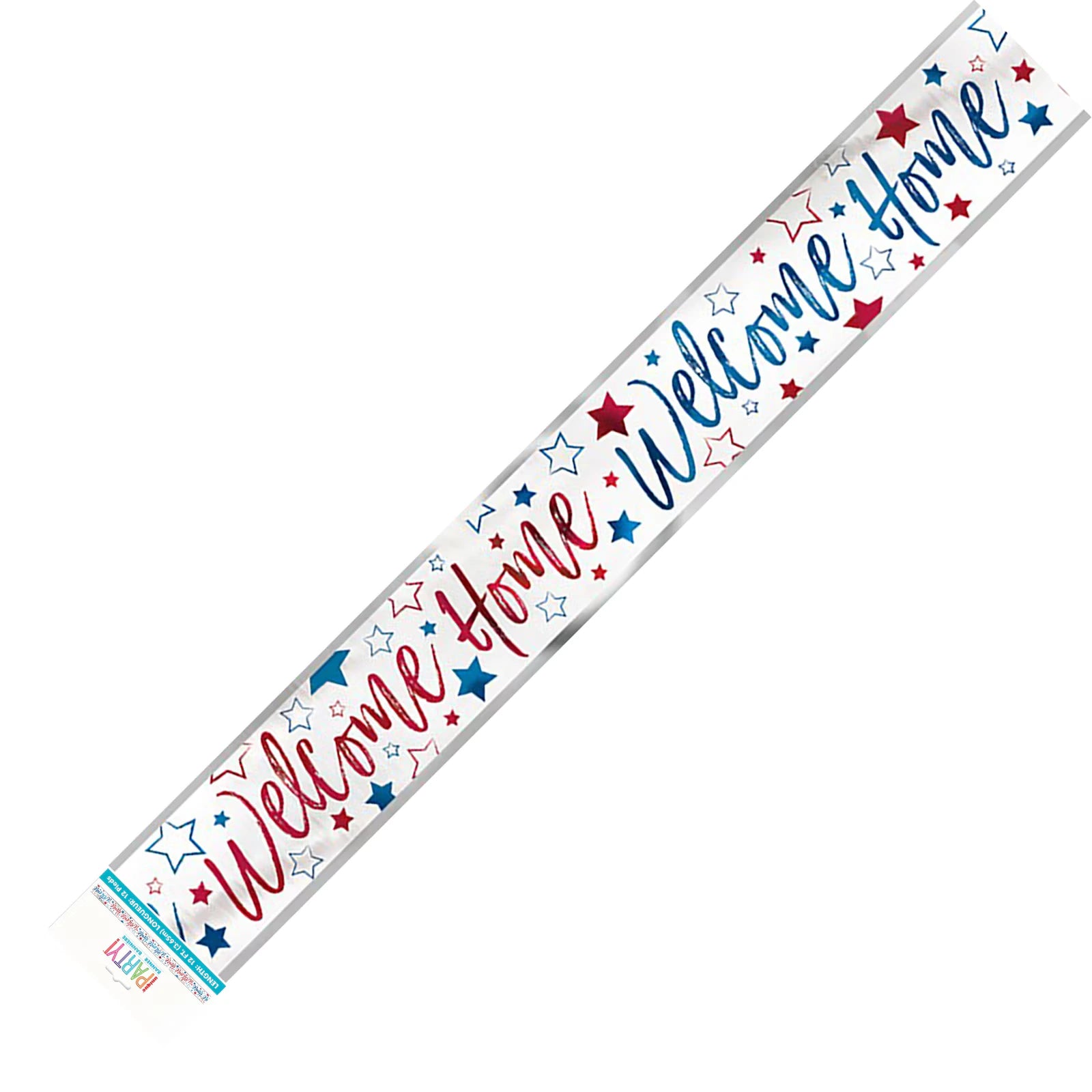 red, white, and blue colours; foil material; 3.65 metres length; stars pattern;