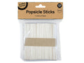 natural wood colour; pack of 100 sticks; rectangular shape with rounded ends; thin and flat sticks; packaged in clear plastic pouch with cardboard header;