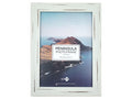white distressed wooden frame; rectangular shape; fits 13x18cm photos; rustic finish;