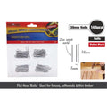 140 piece pack; zinc coated metal nails; flat head design; 38mm length; compartment style packaging;