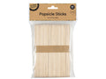 Natural light wood colour; Rectangular shape with rounded edges; Packed in clear plastic bag; 60 sticks visible in pack; Label with product details on top;