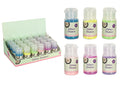 Plastic shaker bottles; Assorted pastel macaron colours; 15g glitter content indicated on label; Flip-top shaker lid; Box display packaging with multiple shakers;