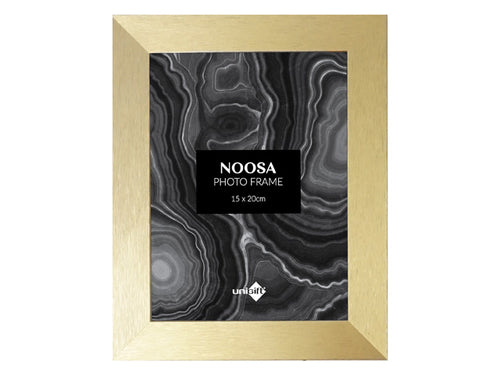 gold coloured frame; medium density fibreboard (MDF) material; rectangular shape; brushed metallic finish;