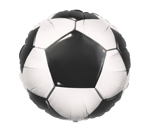 black and white soccer ball pattern; foil material; 3D round shape; approximately 45cm diameter;
