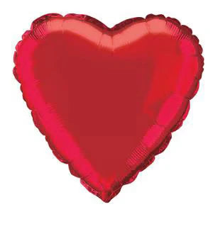 red heart shape; foil material with shiny finish; packaged individually;