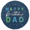 round shape; navy blue background; multicoloured text on front; foil material; packaged individually;