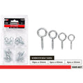 Galvanised steel finish; Assorted sizes: 35mm, 45mm, 55mm; Plastic package with 4 compartments; 19 pieces in set;