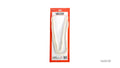white pearl beads; long strand necklace; packaged on red and white card; beads are round and glossy;