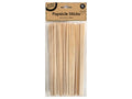 natural wood colour; thin flat wooden sticks; rounded ends; pack of 80 sticks in clear packaging with cardboard header;
