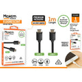 Black USB-C to USB-C cable; 1 metre length; Packaging shows compatibility with Android, Samsung, iPhone; Premium packaging with fluorescent and UV spot coated elements;