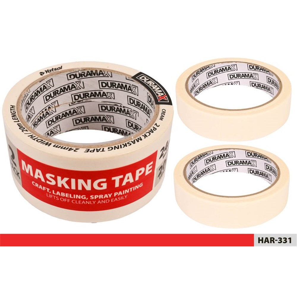 cream coloured tape; roll shape; pack of 2 rolls; 24mm width; 20 metre length;