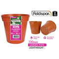 terracotta colour; plastic material; round shape; drainage holes; 2 pack set;