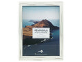 white distressed wooden frame; rectangular shape; glass front; 20x25cm size label; simple rustic style;