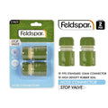 green colour; plastic material; pack of 2; fits 12mm hose; includes stop valve feature;