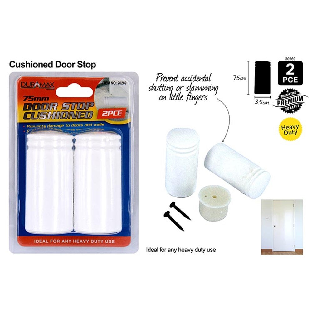 white colour; cylindrical shape; 75mm height; includes installation screws; packaged in clear plastic blister;
