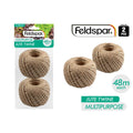 2 pack jute twine; natural light brown colour; string twine thickness about 2mm; each spool approx 48 metres long; packaging shows garden plants;