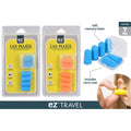 Foam ear plugs in two colours: blue and orange; Includes clear hard plastic carry case; Soft memory foam material; Ear plugs shaped to fit ear canal;
