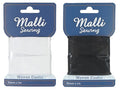 white elastic band on blue card; black elastic band on blue card; elastic width 30mm; 1 metre length indicated; woven elastic texture;