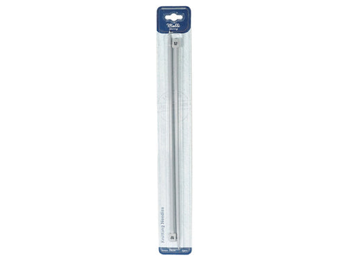 silver aluminium needles; 35cm length; 6mm thickness; packaged in clear plastic with blue header card; set of two needles;