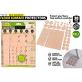 Cream coloured felt pads; Assorted round and rectangular shapes; Self-adhesive backing indicated; Packaging shows pads on wooden floor; Included multiple sizes in a single pack;