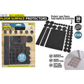 black rubber pads; assorted circular and rectangular shapes; self-adhesive backing; pack of 38 pieces; EVA material;