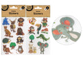 multiple animal designs; colourful illustrations; 3D raised effect; individual sticker sheets; glitter accents on some stickers;