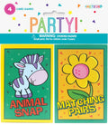 Packaged set with 4 card games; Bright colourful cardboard cards; Games include Animal Snap and Matching Pairs; Polybag with header packaging; Cartoon style illustrations;