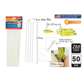 white colour; pack of 50 cable ties; packet packaging with header card; 4.8mm width; 200mm length;