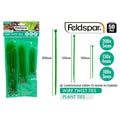 Green colour cable ties; 50 pieces in pack; Assorted sizes with lengths 100mm, 150mm, 200mm; Pack labelled Feldspar; Plastic material;