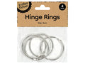 Silver metal finish; Circular shape; 5cm diameter; Pack of 4 rings; Clear plastic packaging with cardboard header;
