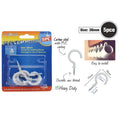 white colour; plastic PVC coating; metal screw thread; hook shape; pack of 5 hooks in blister pack;
