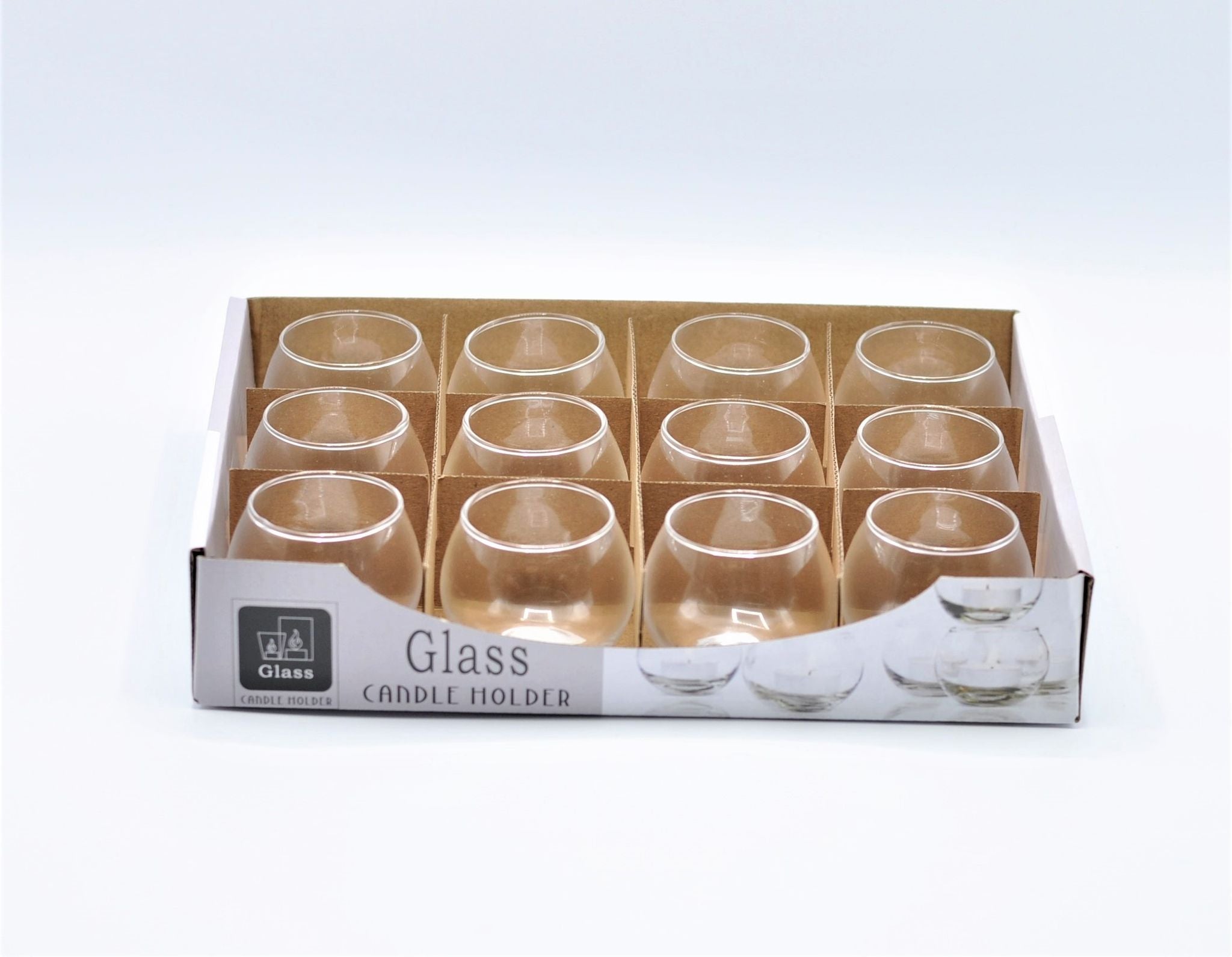 clear round glass bowl; about 6.8cm diameter; about 5.5cm height; smooth glass surface; transparent material;