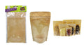 kraft brown paper material; resealable zip lock; full transparent front window; rectangular pouch shape; pack of 7 bags;