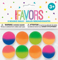 8 balls in pack; two-tone colour design; bright colours: pink-blue, orange, green-yellow, pink-yellow; balls are round and smooth; packaged with header card and polybag;