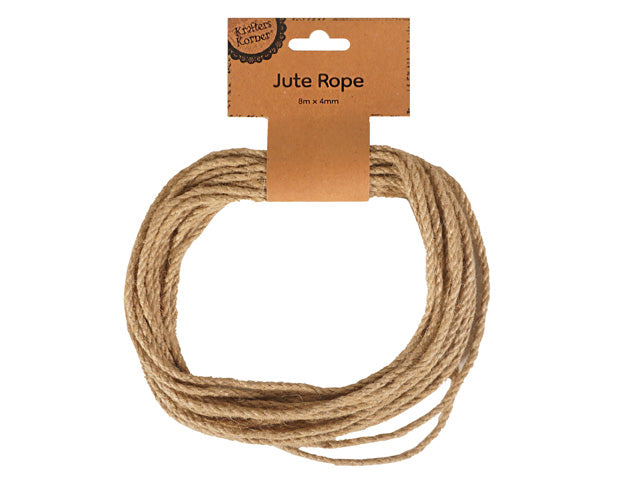 natural tan colour; twisted rope strands; 4mm thickness; 8 metre length coiled; kraft paper label;