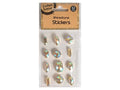 12 adhesive rhinestone stickers; assorted geometrical shapes; holographic glitter finish; clear plastic packaging with cardboard header;