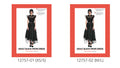 Black long dress with a layered, flowing skirt; Sheer-look puff sleeves; Collared neckline with buttons down the front; Black belt with a silver-tone buckle;