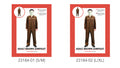 Brown, full-length one-piece jumpsuit; Long sleeves and collared neckline; Front fastening visible; Costume packaging shows the jumpsuit worn from the front and back;