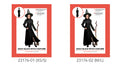 Black pointed witch hat; Long black skirt; Black long-sleeved button-front top; Red and white costume packaging;