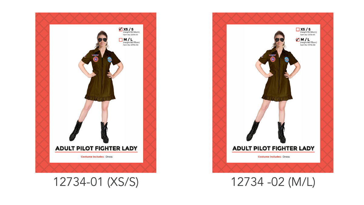 Olive-toned short-sleeve dress; Collar and front fastening; Decorative badges on the chest; Ruffled hem;