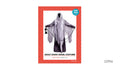 Grey-white layered hooded headpiece and draped fabric; Dark tunic visible beneath the ghostly layers; Red patterned costume packaging with a one-size badge;