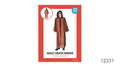 Long brown cloak with a hood; Wide sleeves and an open front; Costume packaging states one size and approx. height 165–185 cm; Packaging says the costume includes a brown cloak;