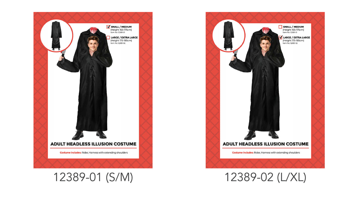 Long black robe with full-length silhouette; Loose, wide sleeves; Red-and-white striped detail at the neck;