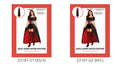 Black dress with red inner skirt lining; Black, white and red harlequin diamond details; Matching jester-style headband shown; Costume packaging states it includes a headband and dress;