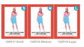 Red and white striped long-sleeve top; Blue knee-length skirt; Matching striped hat; Round black glasses;