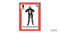 Black full-length jumpsuit with white skeleton print; Hood with a white skull design; Packaging states one size for approximate heights of 165–185 cm;