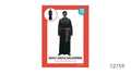 Long black hooded robe; Light-coloured rope belt; Full-length sleeves; Packaging states one size for approx. heights 165–185 cm;