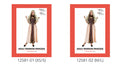 Long dark brown dress with pale flowing side panels; Gold-coloured decorative trim on the bodice and skirt; Costume packaging shows XS/S and M/L size options;