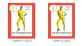 Bright yellow, full-length jumpsuit; Black stripes along the sleeves and legs; Long sleeves and crew neckline; Costume packaging shows the jumpsuit on a model;