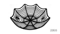 Black basket with an open spider web pattern; Shallow bowl shape with a wide, curved rim; Small black spider details on the web;